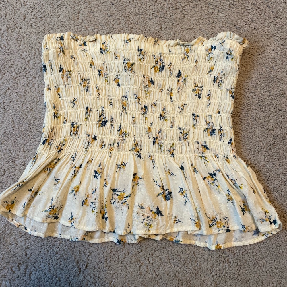 American Eagle Ruffle Floral Tube Top